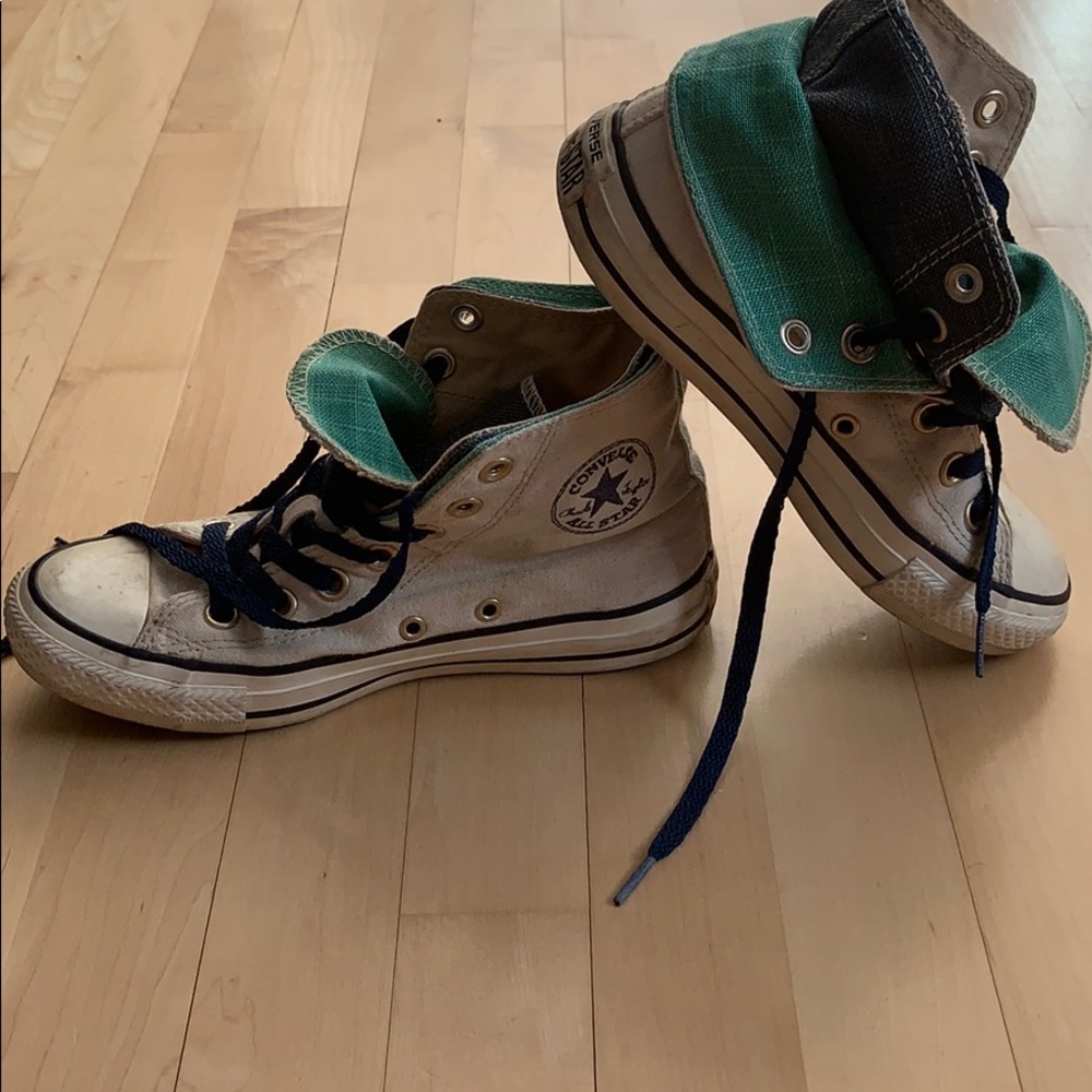 Converse All Star natural with blue & green high